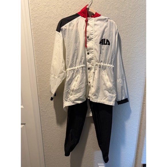 Vintage Fila Tracksuit Set Jacket & Pants White Black Red 90s Retro - Picture 1 of 7